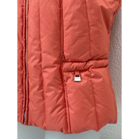 NILS Sz 10 Apricot Orange Down Puffer Vest Slim Fit Warm Outdoor Ski Snow - Picture 5 of 9